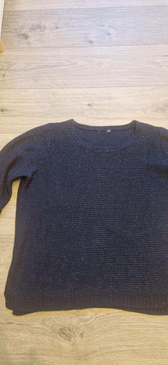 Pull femme bleu marine effet pailleté - photo numéro 4
