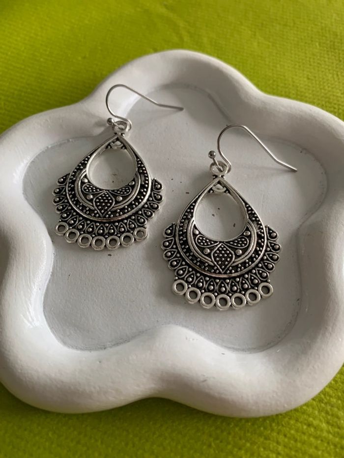 Boucles d’oreilles bohémiennes en alliage argenté - photo numéro 3