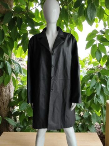 Manteau long en cuir véritable