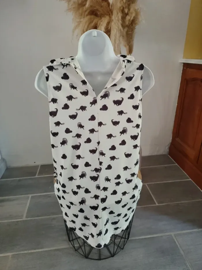 Chemise motif chats 🐱 femme 🎀 40 - photo numéro 4