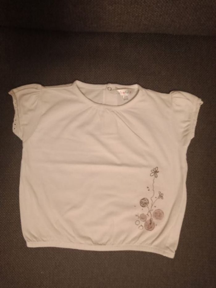 Tee shirt manches courtes blanc dentelle