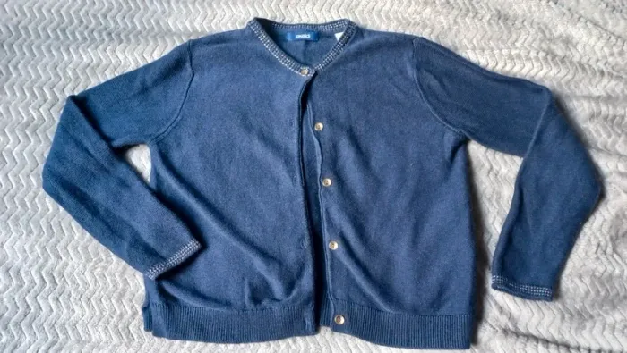 Gilet bleu marine okaïdi fil argenté col et manches