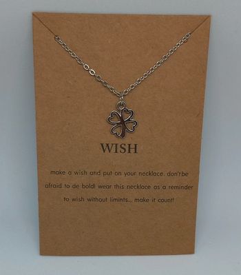 Collier fantaisie femme ado trèfle coeur