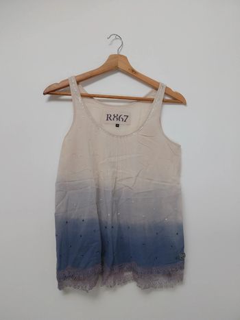 Débardeur bleu et blanc 38 R867
