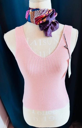 💕 débardeur côtelé rose pâle taille unique #diana