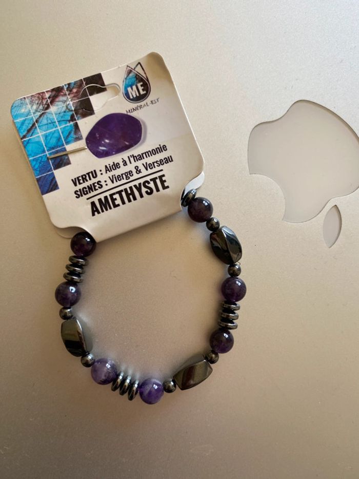 Bracelet améthyste et hématite magnétique