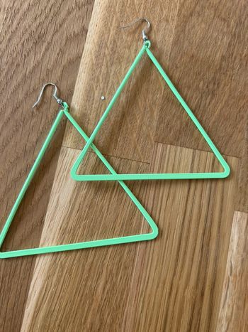 Boucles d’oreilles très grandes triangles menthe