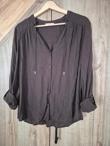 Chemisier marron manches retroussable  taille 44