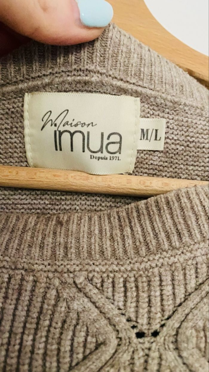 Pull col rond Imua beige - photo numéro 3