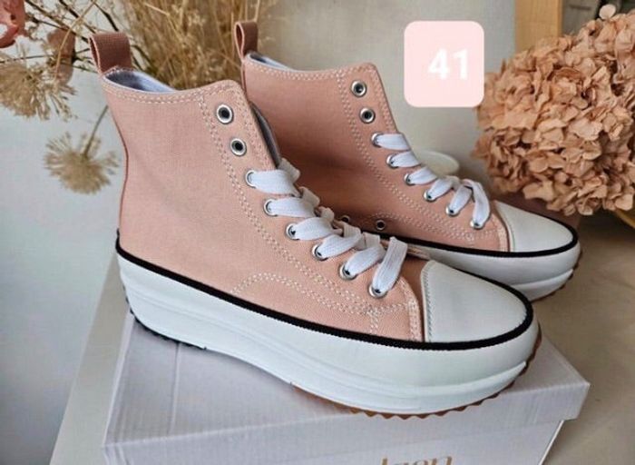 Baskets Manoukian roses à plateformes 41 NEUVES