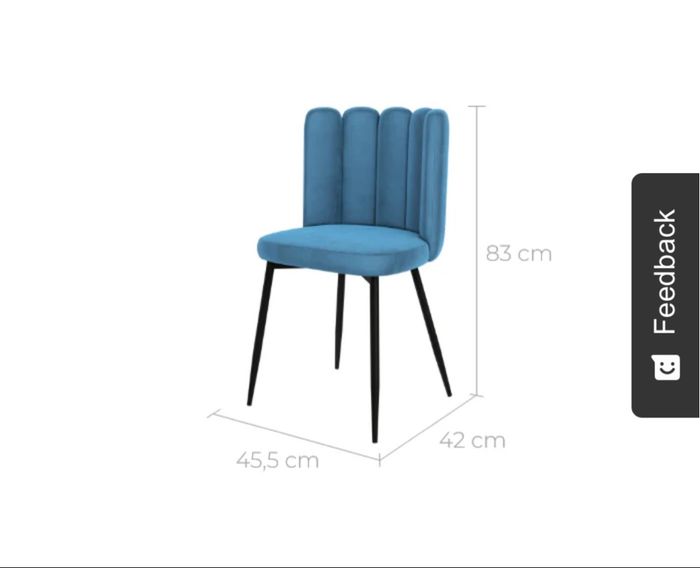 Lot 4 chaises coquillage velours bleu - photo numéro 2