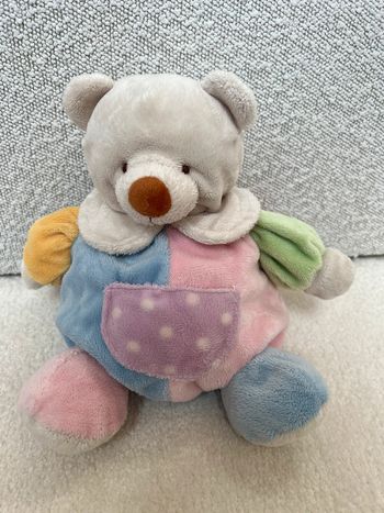 Peluche ours boule  bleu et rose