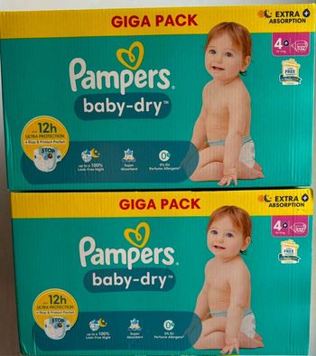 264 couches Pampers baby dry taille 4+