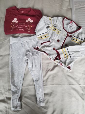 🌴 Ensemble fille gilet legging et t-shirt manche longue