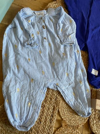 Lot bébé été 6 mois barboteuse H&M et pyjama fin bleu