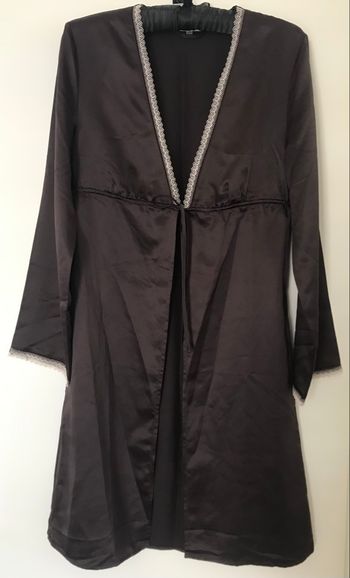 Déshabillé satiné avec dentelle Darjeeling marron et beige taille 1