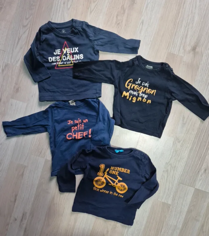 Lot de 4 t-shirt manches longues 6mois 68cm