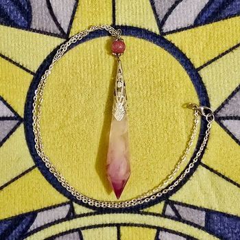 Collier Pendentif Pendule Divinatoire Argenté Rose Neuf ​Avec Étiquette