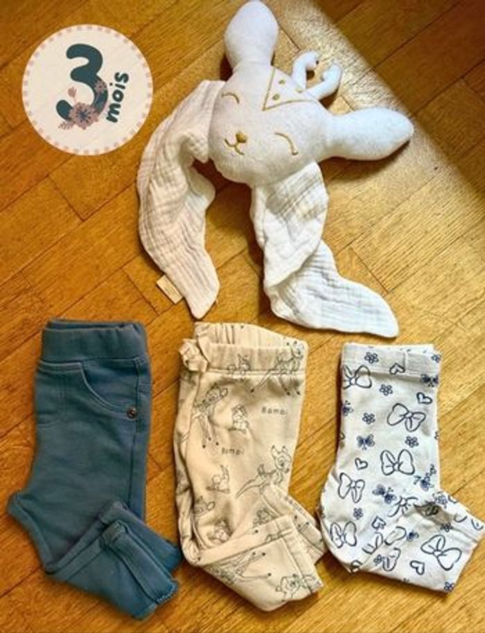 3 leggings mixtes en 3 mois - très bon état
