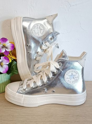 Converse plateforme argenté