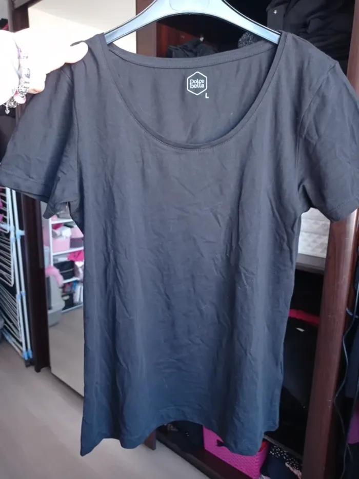 T-shirt manche courte basics noir pour femme - photo numéro 2