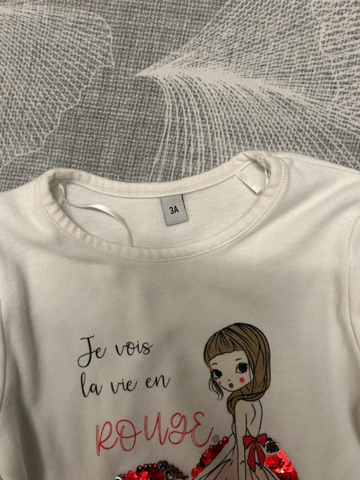 T-shirt ML fille cœur - photo numéro 2