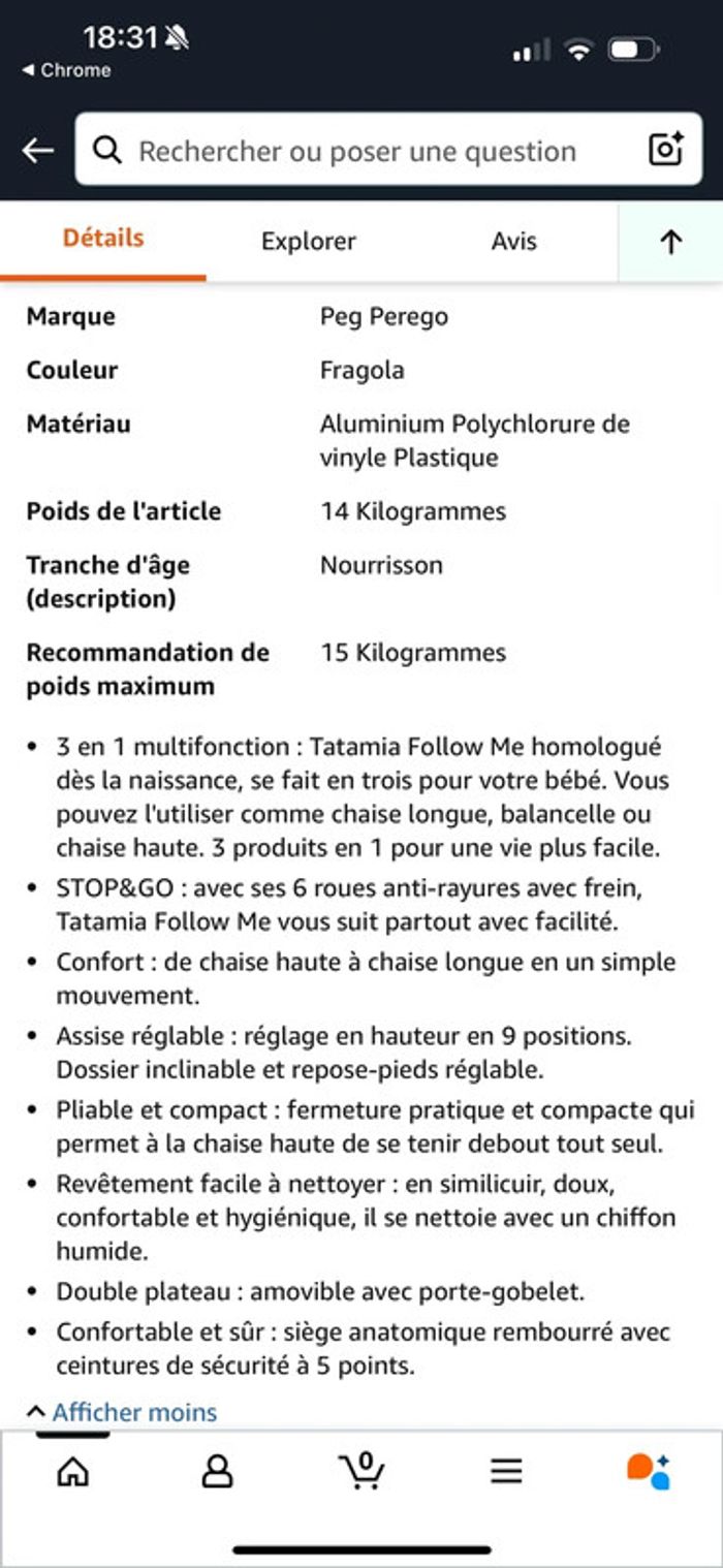 Haute balancelle transat Tatamia 3en1Peg Perego - photo numéro 11