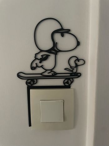 Décoration interrupteur - Snoopy fait du skate avec Woodstock