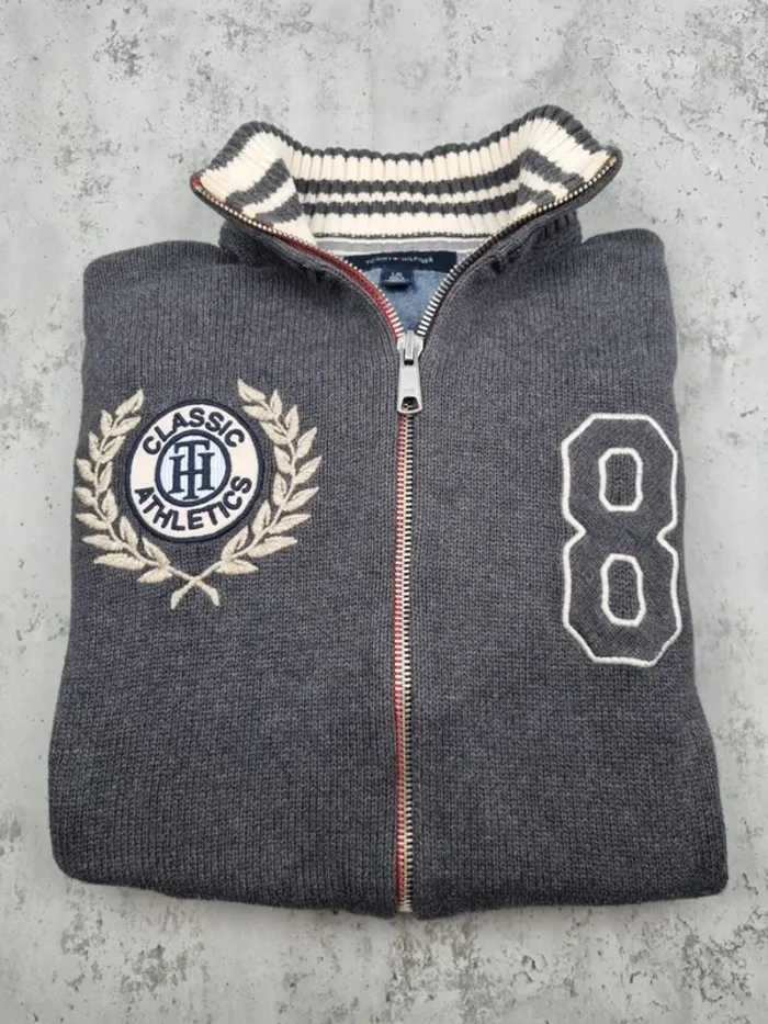 Gilet zippé Tommy Hilfiger gris – Taille L Hommes (mesures en photos) - photo numéro 2