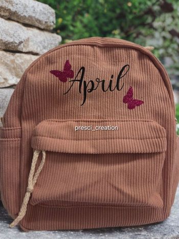 Sac a dos velours rose papillon 🦋