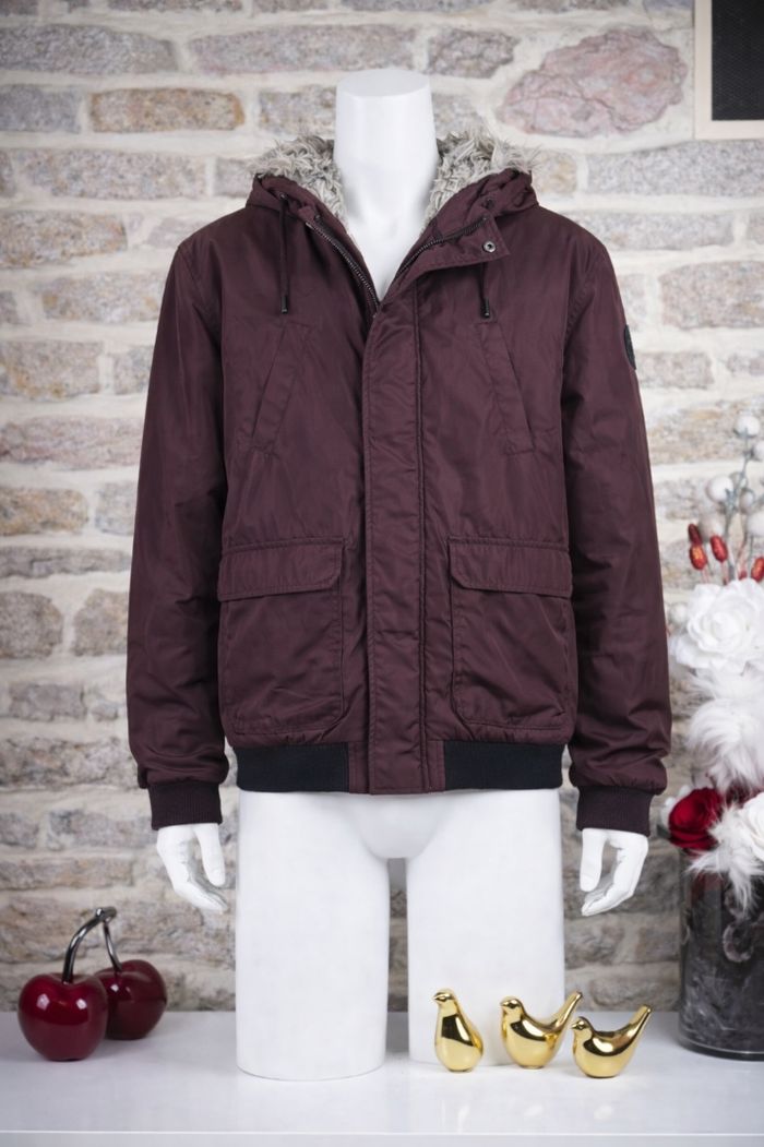 Blouson parka bordeaux avec capuche fourrure Homme/ Ado taille XS marque Kiabi 🎸