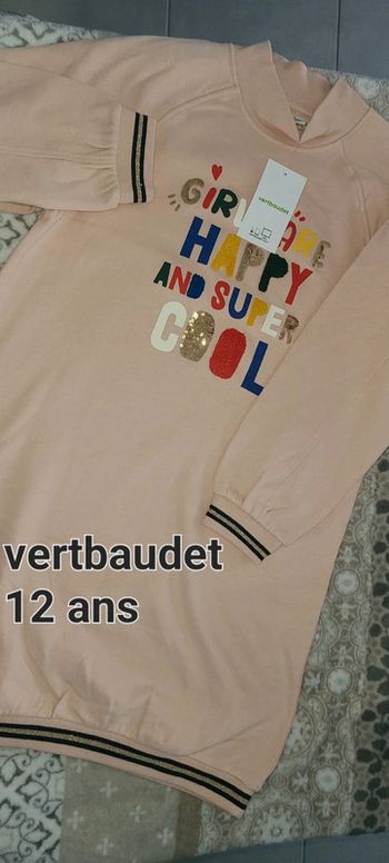 Robe pull sweat fille 12 ans vertbaudet neuve avec étiquette