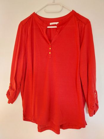 Blouse rouge manches 3/4 taille 46