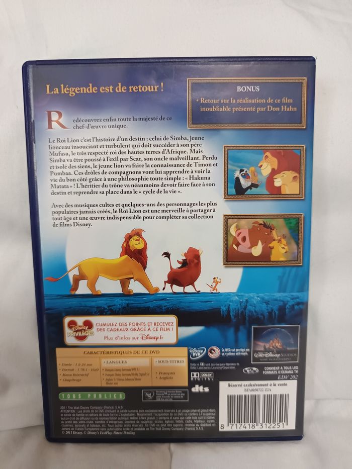 Dvd Le Roi lion 🦁 - photo numéro 2