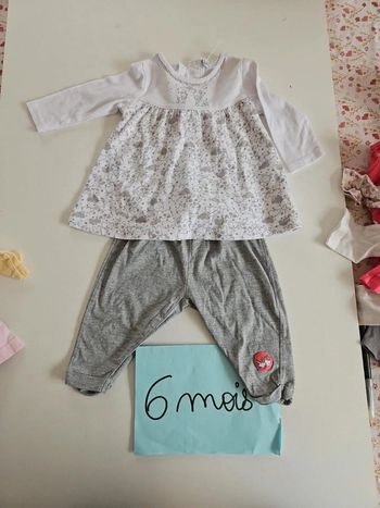 ensemble fille gris pantal1on + pull assorti