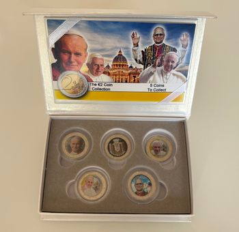 Coffret Spécial Pape – Collection de 5 x 2€ en couleur – Édition exclusive