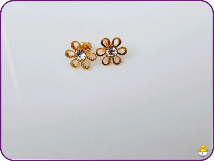 Boucles d’oreilles puces fleurs ajourées avec strass