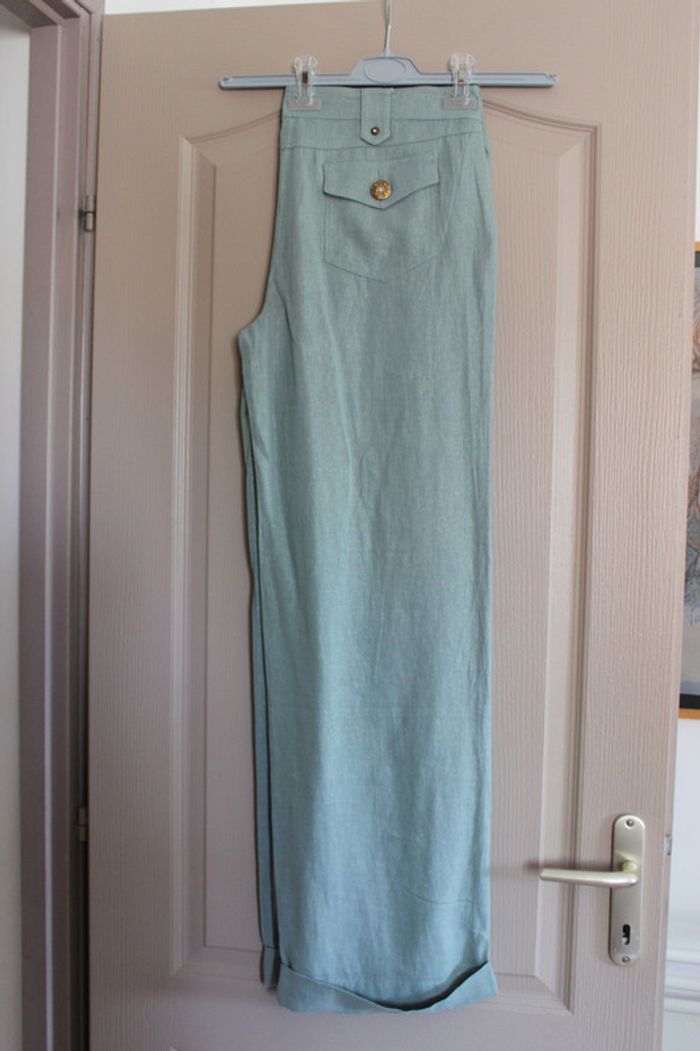 Pantalon d'été vert d'eau irisé 48