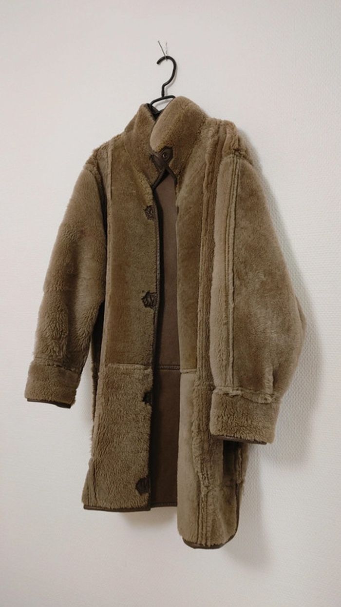 Manteau vintage en peau de mouton retourné shearling montone sheepskin réversible - photo numéro 7
