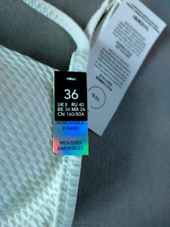 Haut de bikini blanc texturé – Etam – Taille 36 – Neuf avec étiquette - photo numéro 4