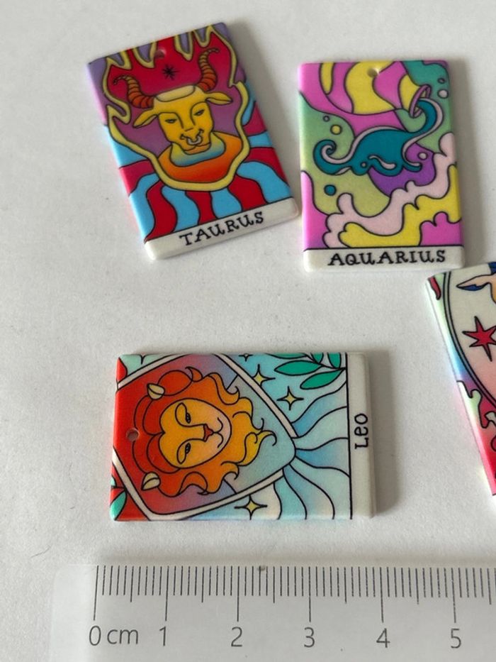 B68, 4 pendentifs signes astrologiques recto verso - photo numéro 4