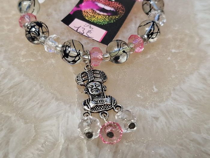 Bracelet Elastique Perles Rose Transparent Noir Maya - photo numéro 10