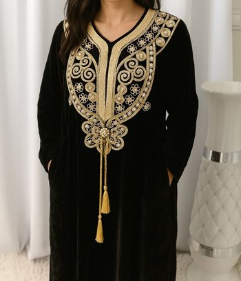 Robe maison en velours avec deux poches