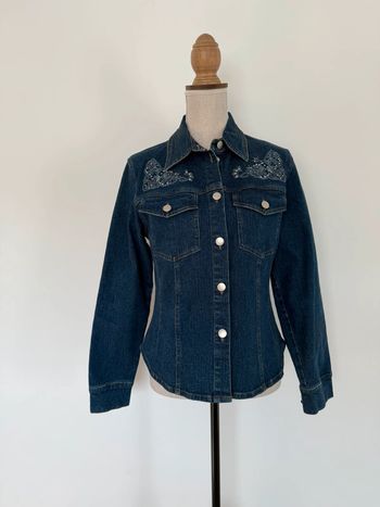 Veste jean denim manteau chaqueta giacca jacket jas 40 vestido vest blouson destroy neuf abrigo