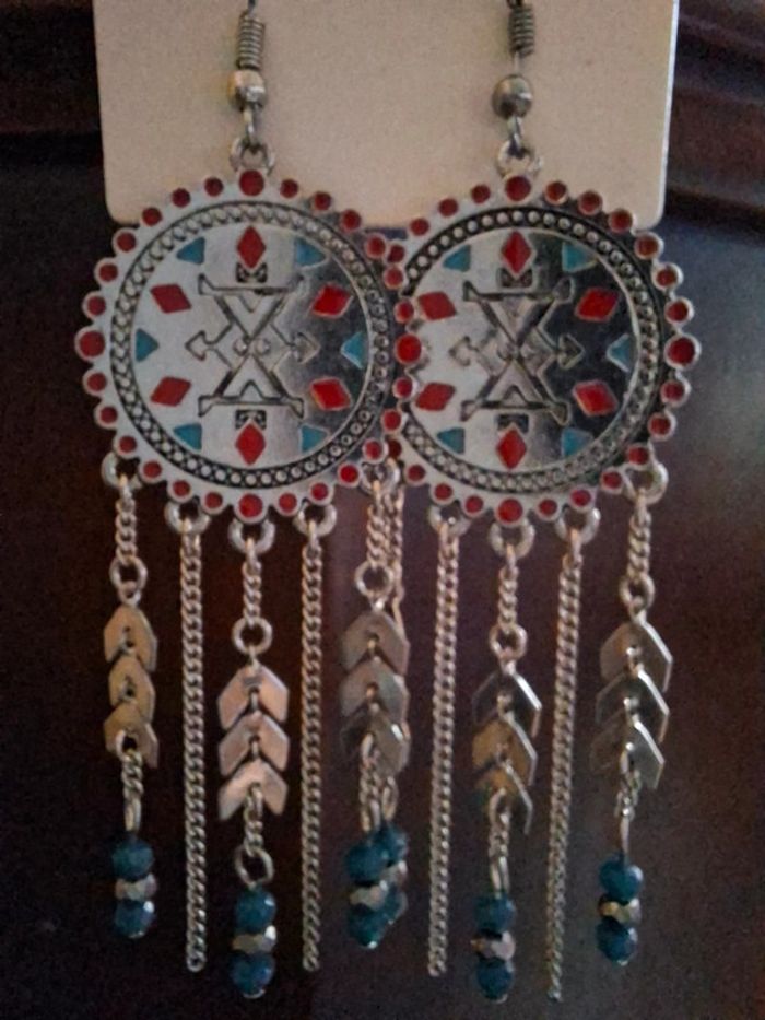 Magnifiques Boucles d'Oreilles Pendantes - Style Ethnique/Bohème - Neuves ! - photo numéro 3