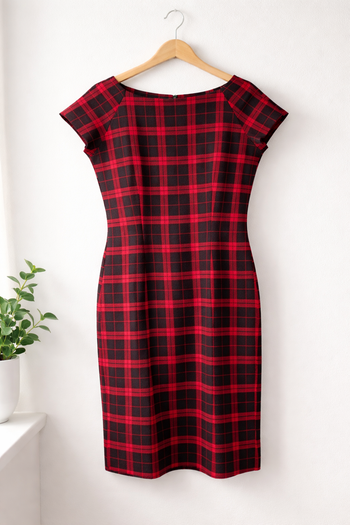 Robe à carreaux rouge & noir - coupe cintrée élégante - style casual chic - T.40/42