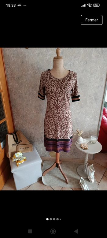 Robe droite pailleté imprimé léopard 