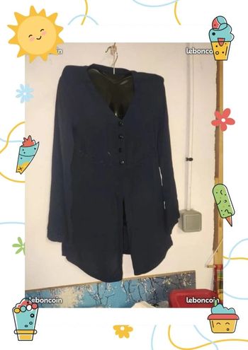 Tunique blouse bleue marine XS 34 Hennes Collection