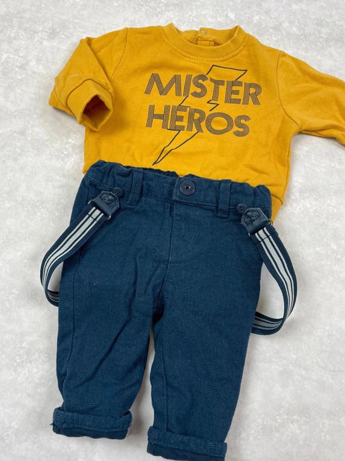 Tenue bébé garçon 3 mois bretelles - photo numéro 2