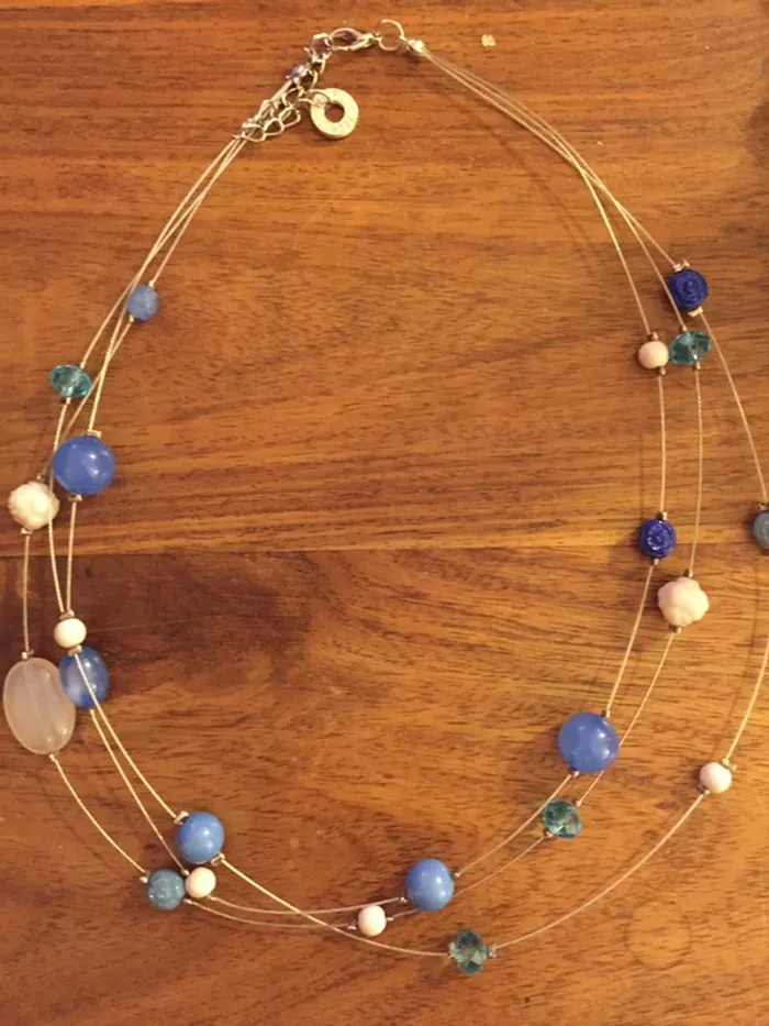 Collier perles bleues - photo numéro 2